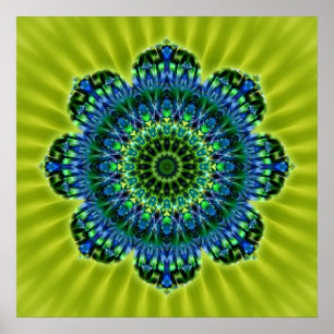 Mandala green blue lightgreen flower poster