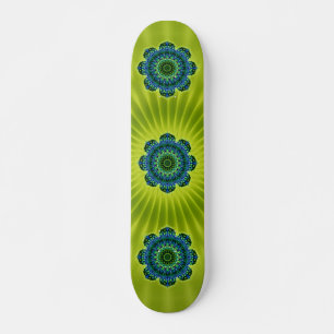 Mandala green blue lightgreen flower skateboard