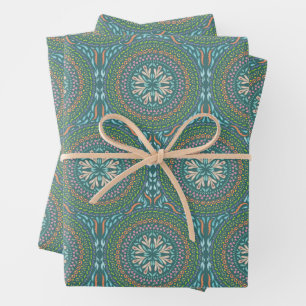 Mandala Green Design Wrapping Paper Sheet