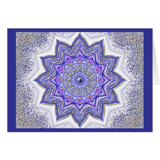 Mandala greeting card 09 I-M blue (Front Horizontal)