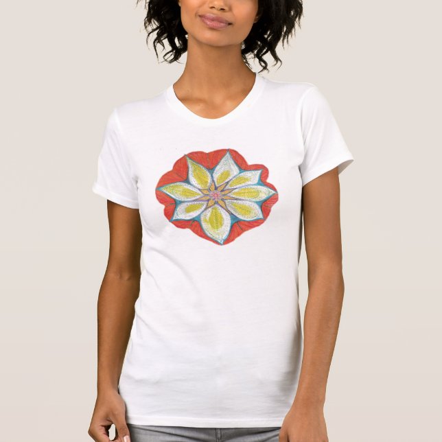 Mandala Handpainted Floral Women's Fitted T-Shirt (Front)