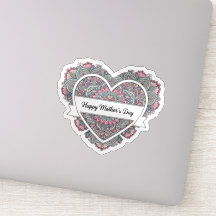 Mandala Heart Mothers Day Sticker Mum Floral Boho