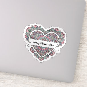 Mandala Heart Mothers Day Sticker  Mum Floral Boho