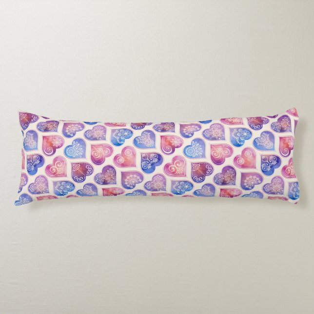 Mandala Heart Pattern Body Cushion (Front)