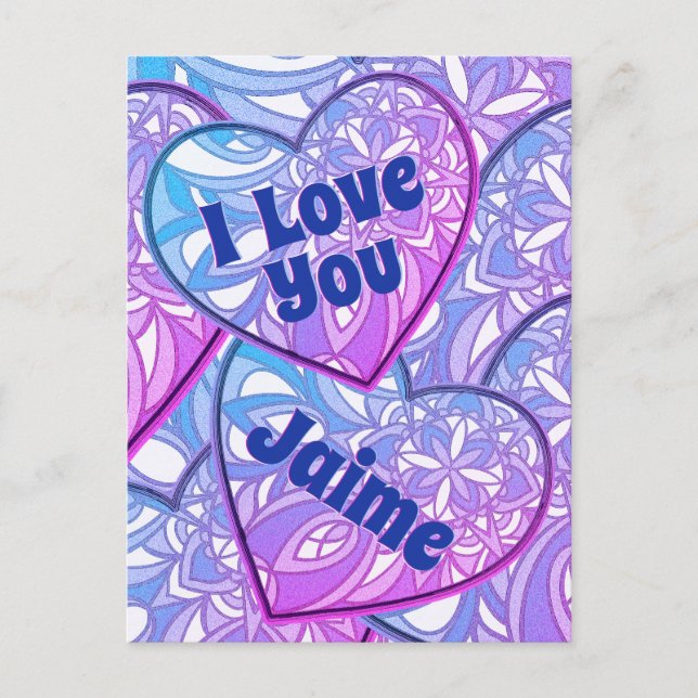 Mandala Hearts I Love You  Postcard (Front)