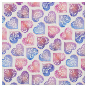 Mandala Hearts Pattern Fabric