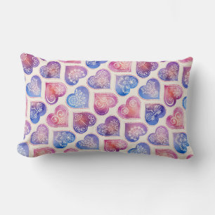 Mandala Hearts Pattern Lumbar Cushion