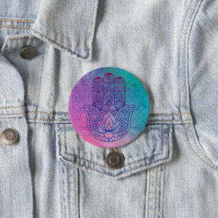 Mandala Henna Lotus Hand 7.5 Cm Round Badge