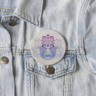 Mandala Henna Lotus Hand 7.5 Cm Round Badge
