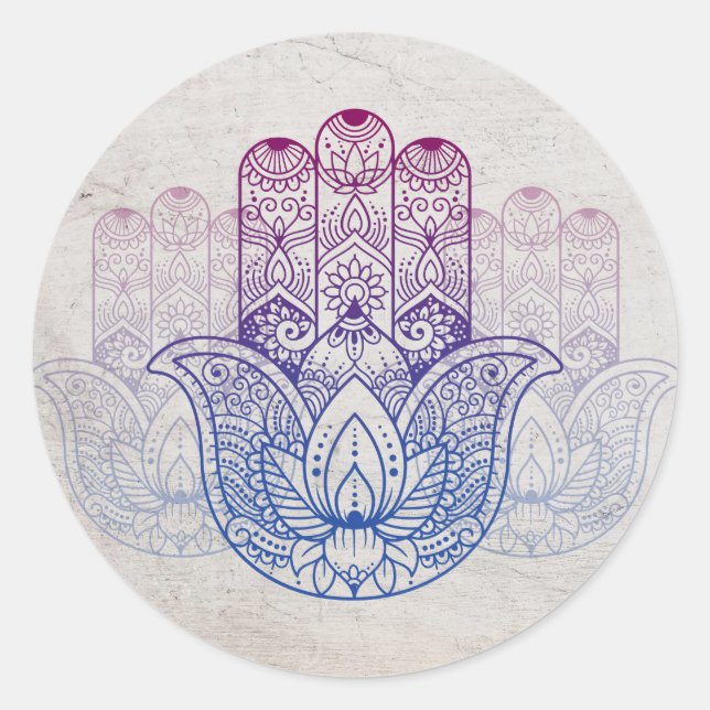 Mandala Henna | Lotus Hand Classic Round Sticker (Front)