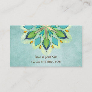 Mandala Holistic Lotus Floral Zen Yoga Teal Business Card