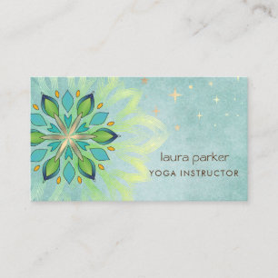 Mandala Holistic Lotus Floral Zen Yoga Teal Business Card
