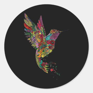 Mandala Hummingbird Graphic Yoga Art Spiritual Med Classic Round Sticker