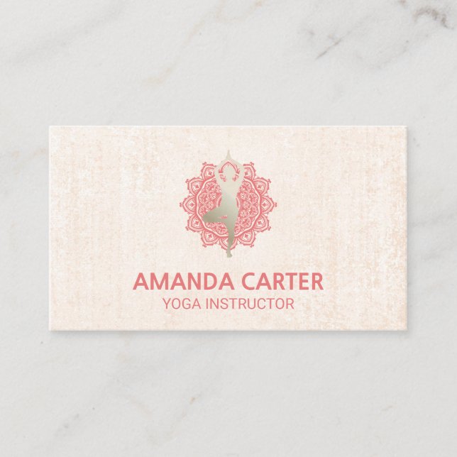 Mandala Icon | Texture Yoga Pose Business Card (Front)