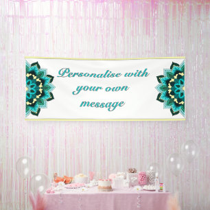Mandala in aqua banner
