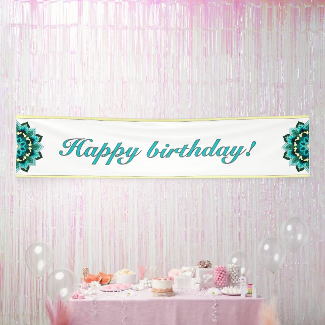 Mandala in aqua banner (Party)
