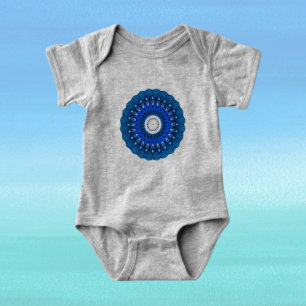 Mandala in Blue Baby and Adult Clothing Baby Bodysuit