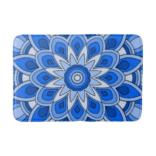 Mandala in blue bath mat