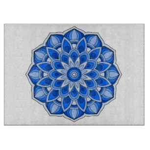Mandala in blue cutting board