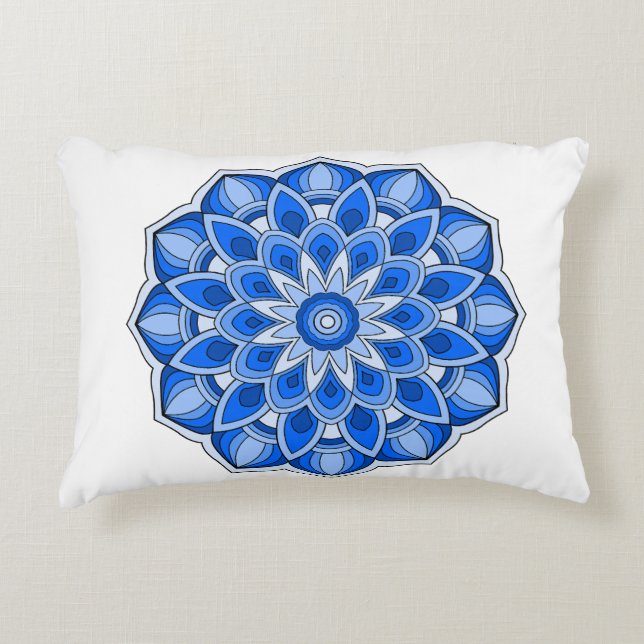 Mandala in blue decorative cushion (Front)