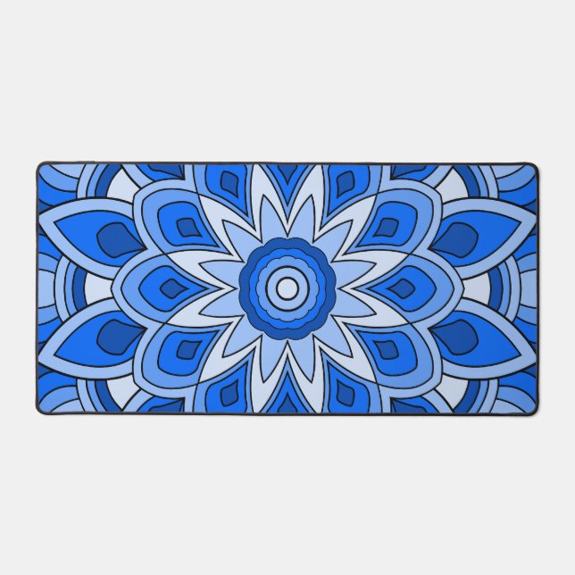 Mandala in blue desk mat (Front)
