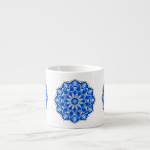 Mandala in blue espresso cup