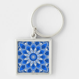 Mandala in blue key ring