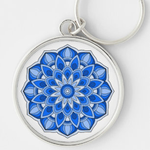 Mandala in blue key ring
