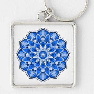 Mandala in blue key ring