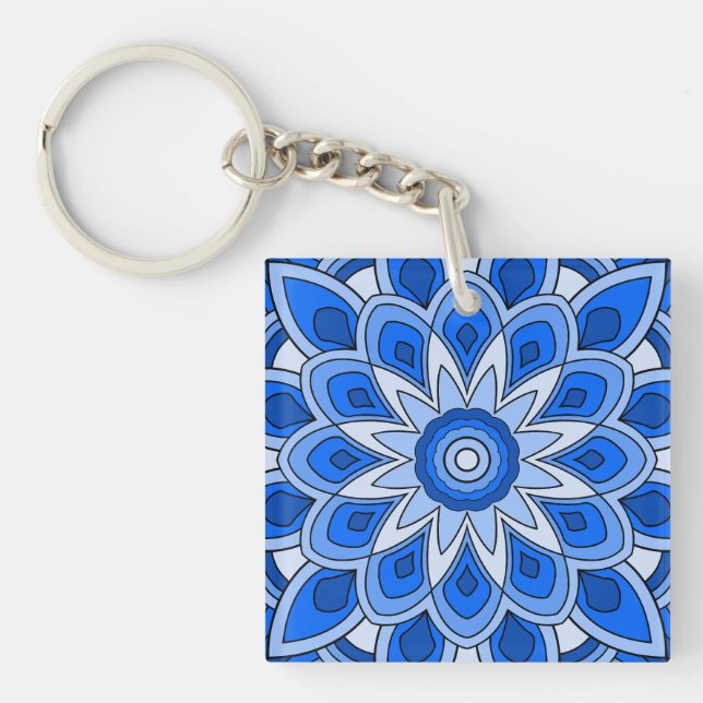 Mandala in blue key ring (Front)