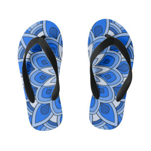 Mandala in blue kid's thongs