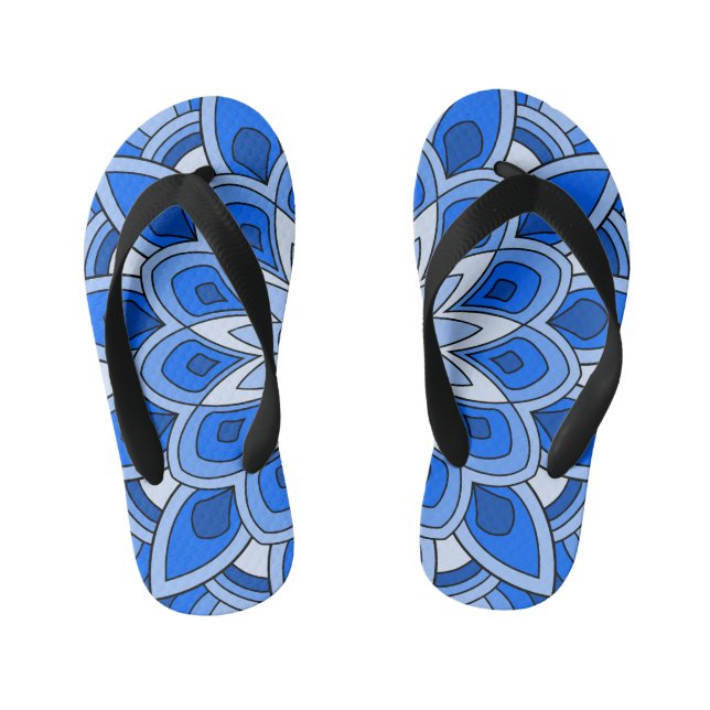 Mandala in blue kid's thongs (Footbed)