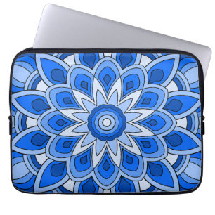 Mandala in blue laptop sleeve