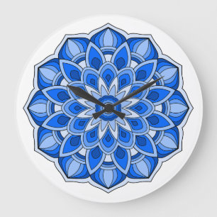 Mandala in blue large clock