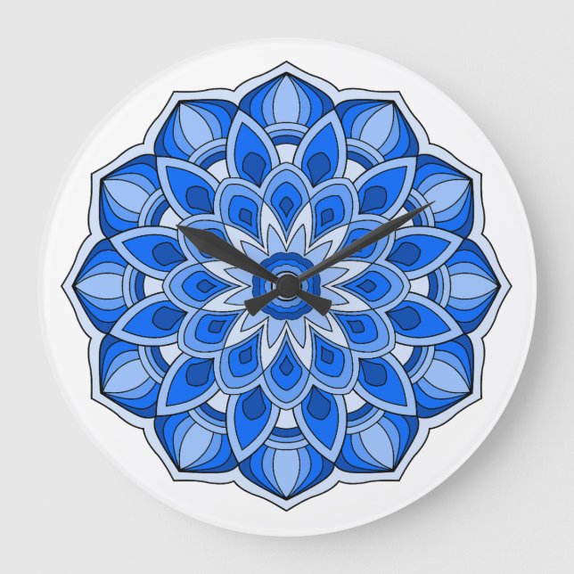 Mandala in blue large clock (Front)