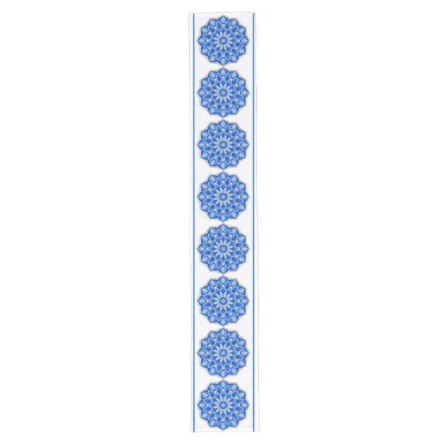 Mandala in blue long table runner (Front)