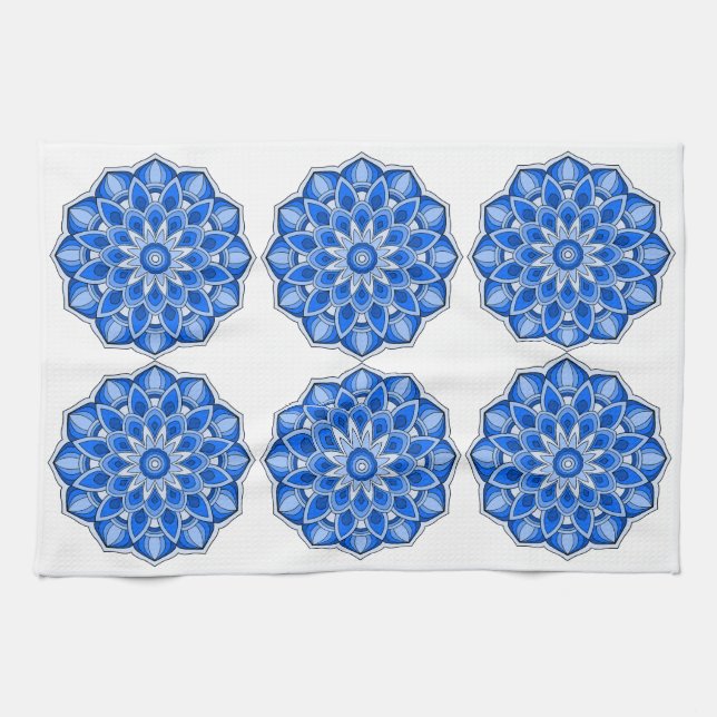 Mandala in blue tea towel (Horizontal)