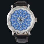 Mandala in blue watch<br><div class="desc">While the mandala originated in India,  today the beauty of the modernised mandalas are suitable for many items in the home,  as well as for decorations on clothing. 

Note: there are a variety of products with this design suitable for your home or function,  & mandalas in other colours.</div>