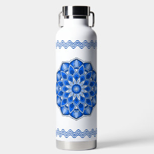 Mandala in blue water bottle
