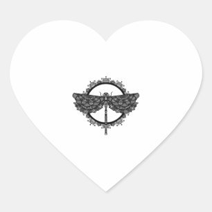 Mandala in Buddhism Nepal style with dragonfly Heart Sticker