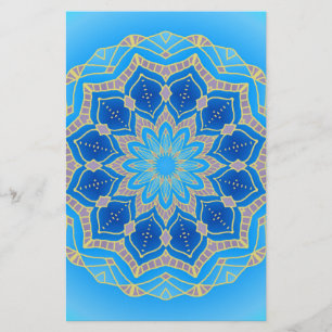 Mandala in electric blue and turquoise stationery