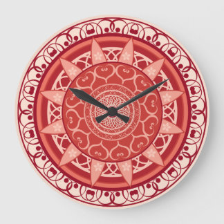Mandala in Red Large Clock