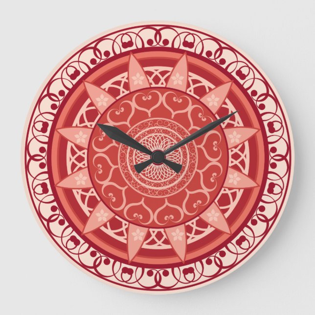 Mandala in Red Large Clock (Front)