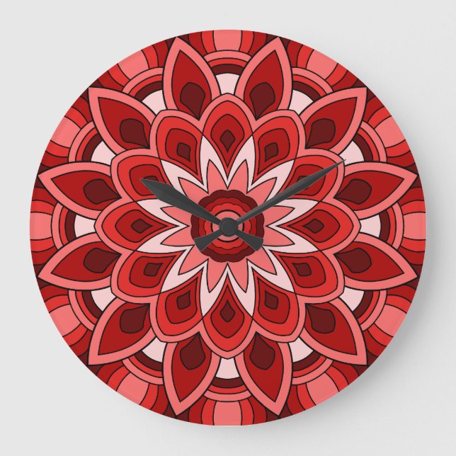 Mandala in red large clock (Front)