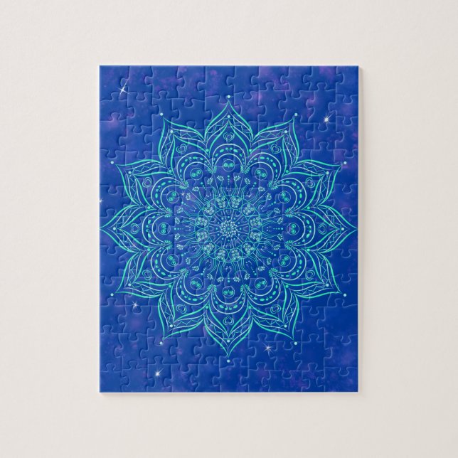 Mandala in Sky Nebula and Stars Galaxy Blue Jigsaw Puzzle (Vertical)