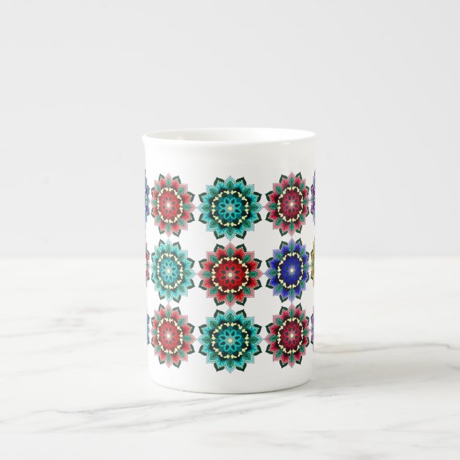 Mandala in various colours bone china mug (Front)