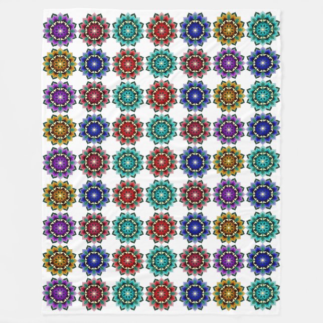 Mandala in various colours fleece blanket (Front)