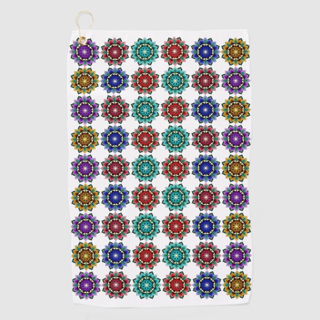 Mandala in various colours golf towel (Front)