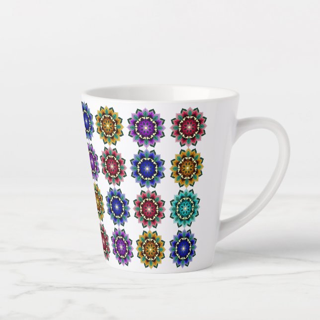 Mandala in various colours latte mug (Right)