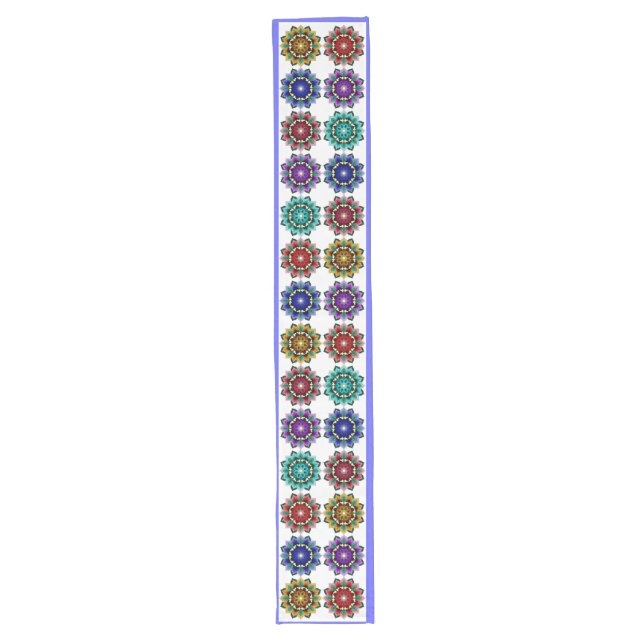 Mandala in various colours long table runner (Front)